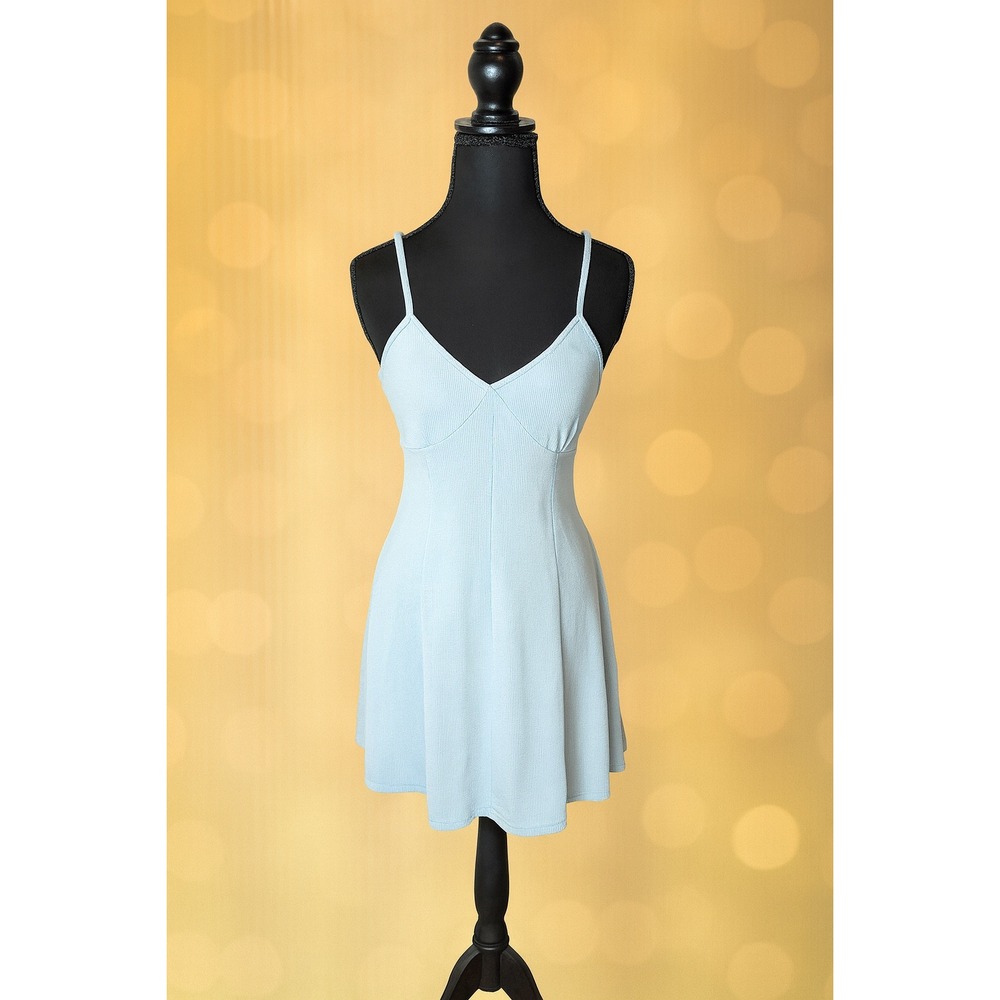 Forever 21 Blue Ribbed Mini Dress Sleeveless Spaghetti‎ Strap Casual